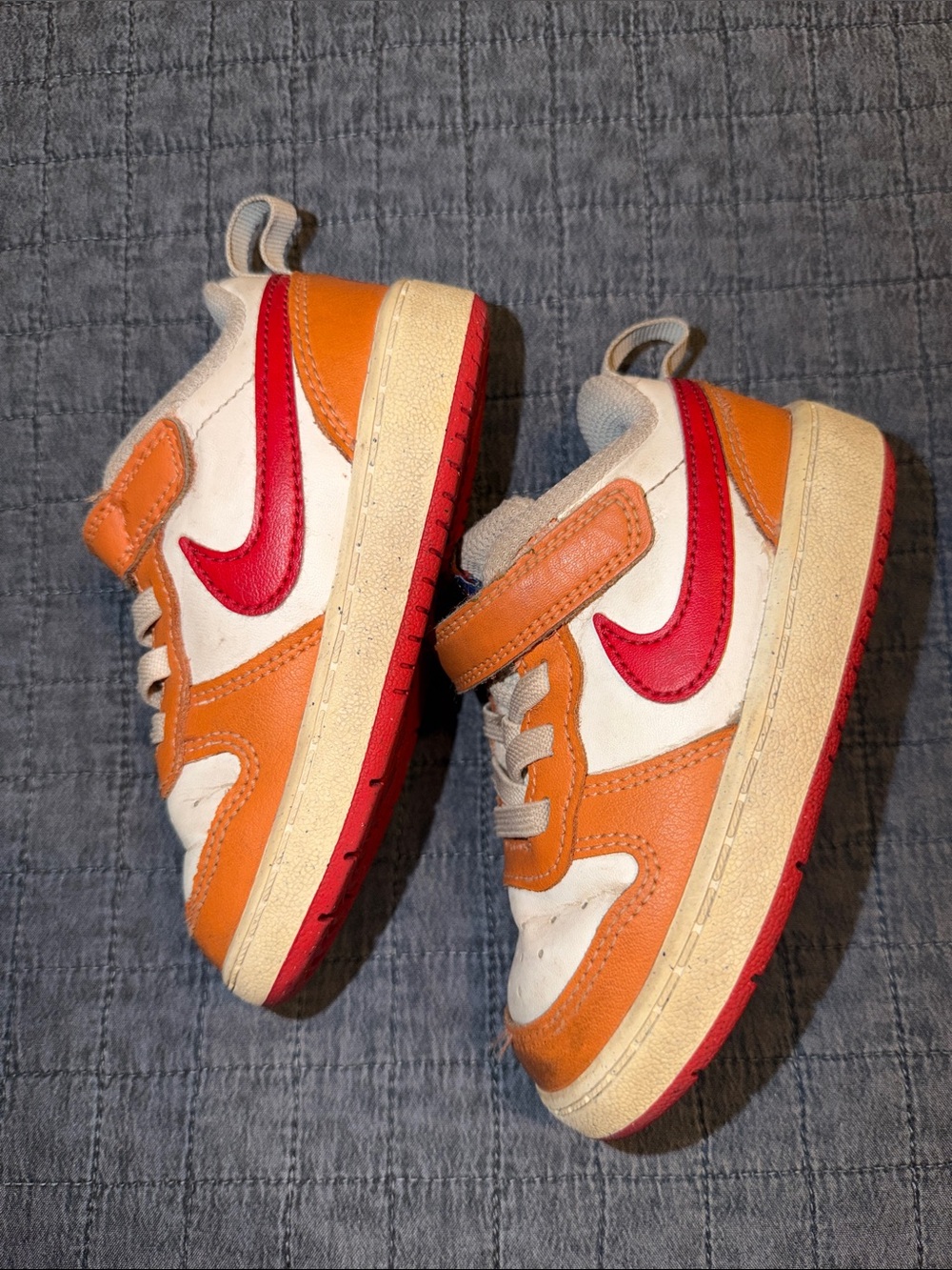 Nike Kids Orange and Red Low-Top Sneakers with White Panels